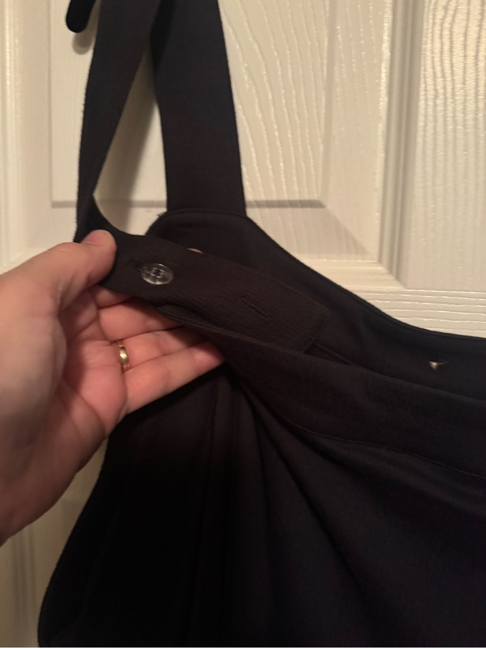 Ava & Viv Sz 3X Black Faux Button-Front Midi Dress with Tie Waist & Square Neck - Picture 10 of 12
